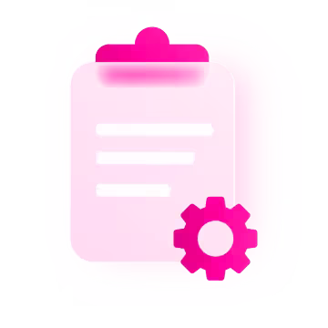 Illustration of a clipboard with a small gear cog in the lower right